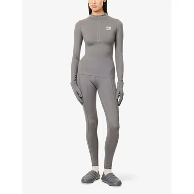 The North Face Womens  X Skims Refina Stretch-woven Long-sleeve Top In Gray