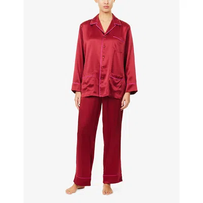 Olivia Von Halle Yves Russet Red Pajamas In Pink