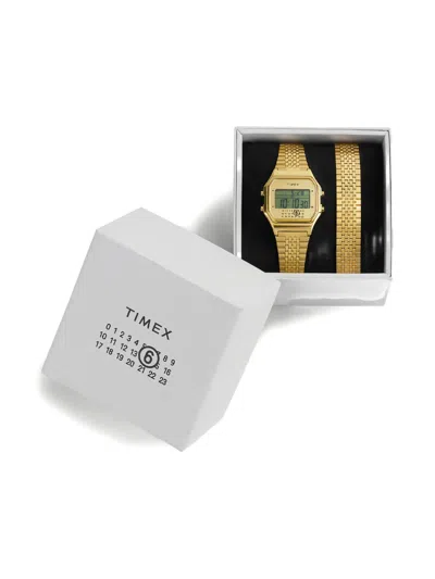 Mm6 Maison Margiela Gold Digital 40mm Watch In Gold