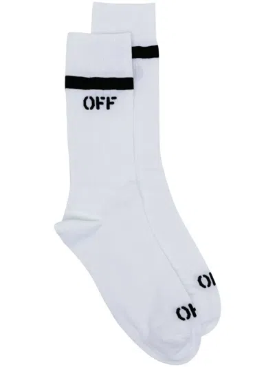 Off-white Logo-intarsia Ankle Socks In White