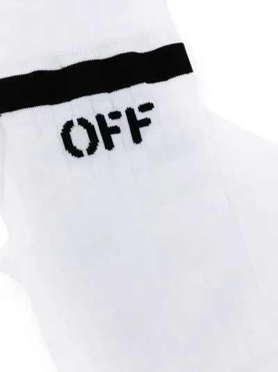 Off-white Logo-intarsia Ankle Socks In White