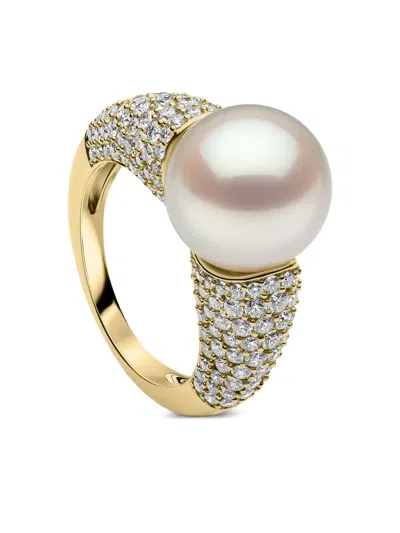 Yoko London O By Yoko Diamond And Pearl Ring In Gold