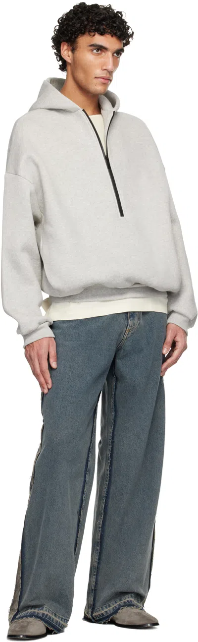 Fear Of God Gray Athletics Half Zip Hoodie In Green