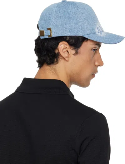 Balmain Logo-detail Baseball Cap In Blue