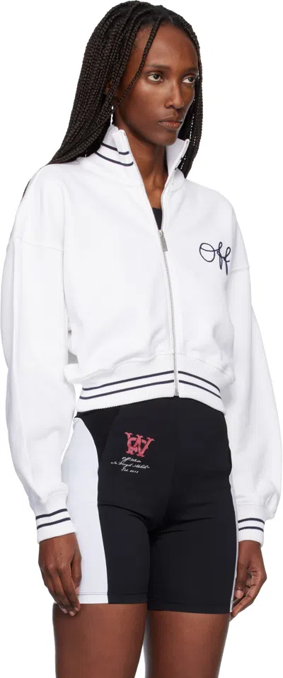 Off-white White Script Logo Regular Zip-up Jacket In White