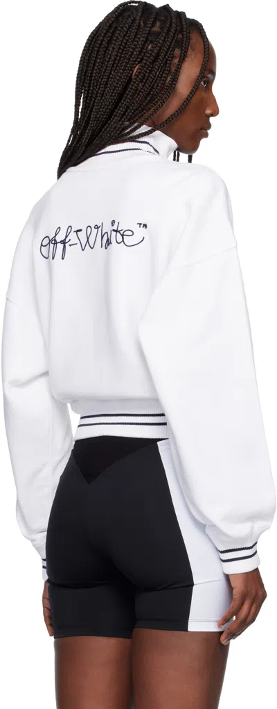 Off-white White Script Logo Regular Zip-up Jacket In White