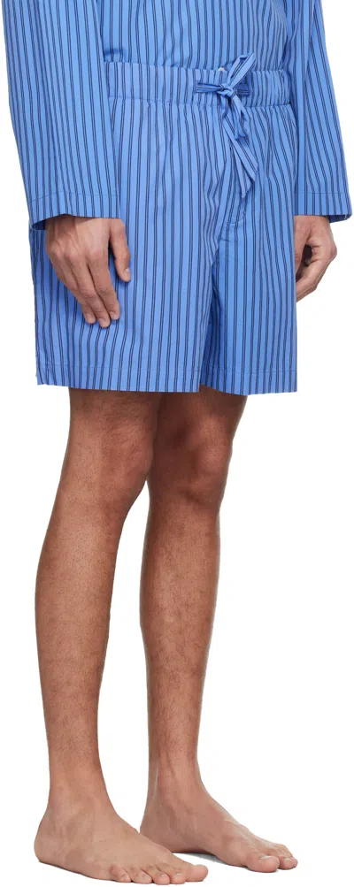 Tekla Striped Drawstring Pajama Shorts In Blue