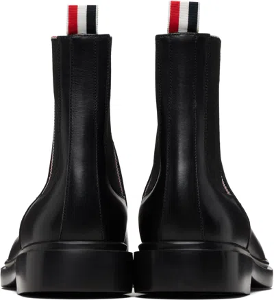 Thom Browne Black Vitello Calf Rwb Rubber Sole Chelsea Boots In Black
