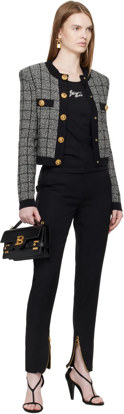 Balmain Black Smooth Leather B-buzz 24 Bag In Black
