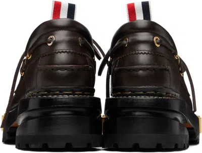 Thom Browne Brown Vitello Calf Hiking Leather Sole Boat Shoes In Burgundy