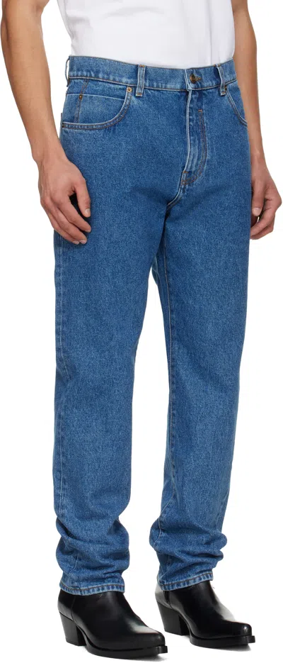 Balmain Blue Straight-cut Jeans In Blue