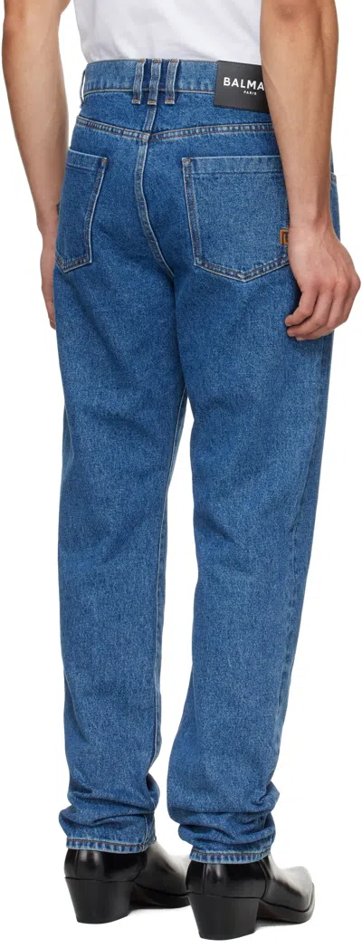 Balmain Blue Straight-cut Jeans In Blue