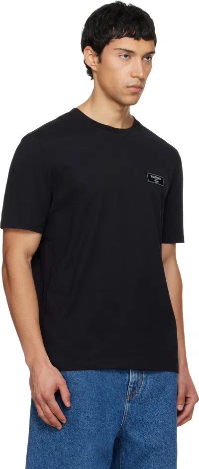 Balmain Couture Label Round Neck Slim Fit T-shirt In Black
