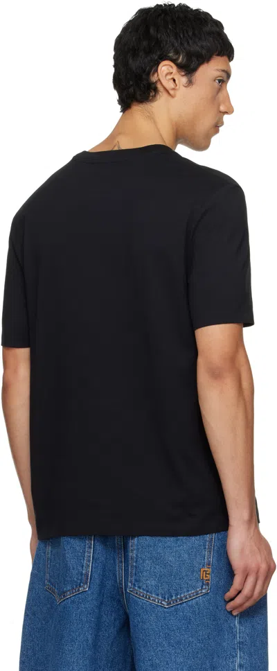 Balmain Couture Label Round Neck Slim Fit T-shirt In Black