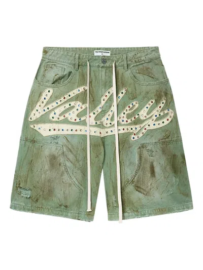 Vale Skittle Stud-embellished Shorts In Green