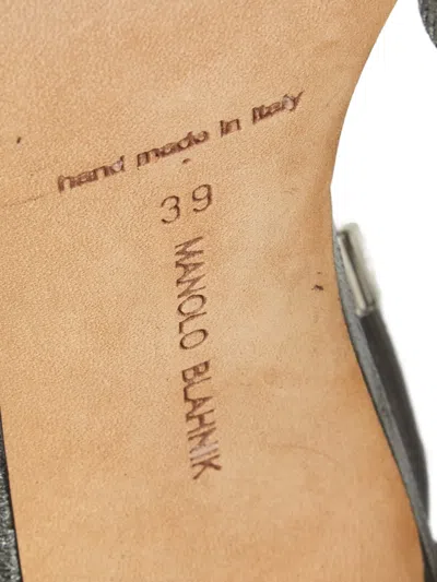 Pre-owned Manolo Blahnik Estro Ankle-strap Leather Sandals In White