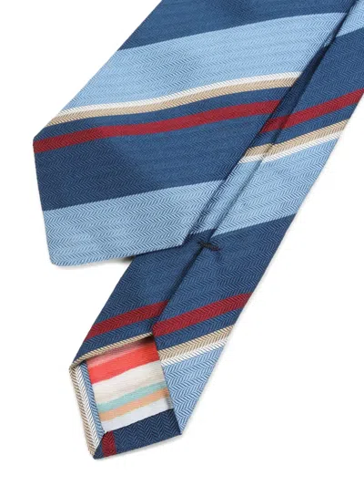 Paul Smith Horizontal Stripe Tie Regular Width Design In Blue