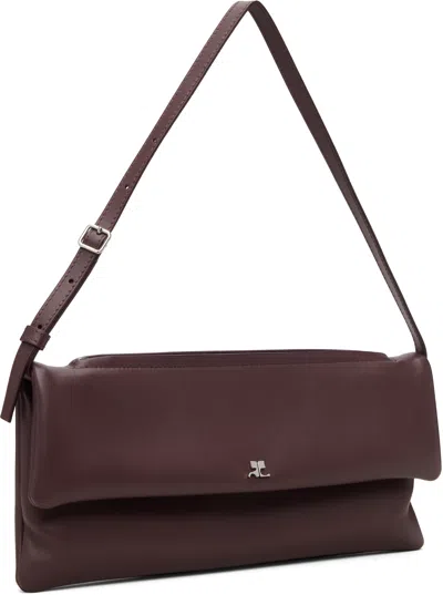 Courrèges Burgundy Cuff Leather Clutch In Brown