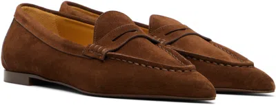 R13 Brown Pointed Toe Loafers In Brown
