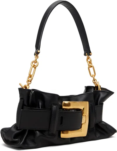 Balmain Mini Anthem Bag In Embossed Crocodile-print Calfskin In Black