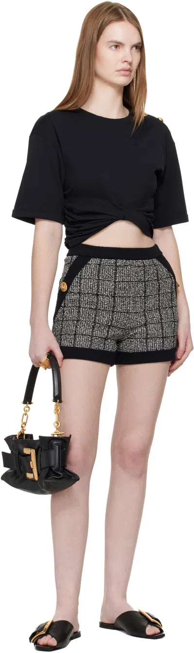 Balmain Mini Anthem Bag In Embossed Crocodile-print Calfskin In Black