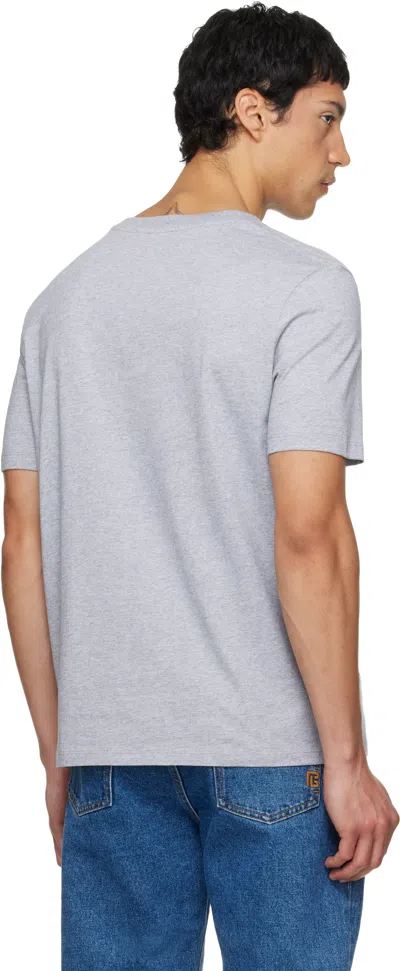 Balmain Printed Cotton T-shirt In Gray