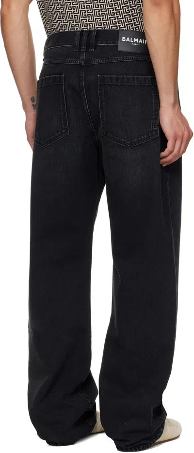 Balmain Men Loose-fit Denim Jeans In Black