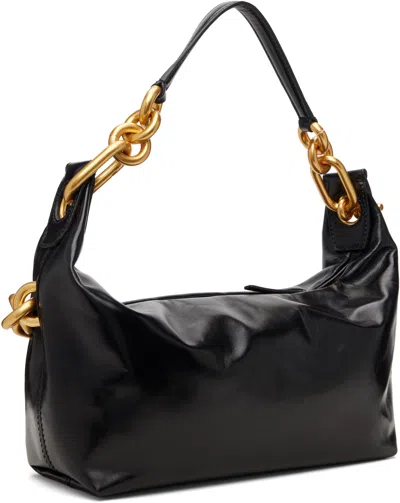 Balmain Medium Leather Shoulder Bag With Chain Strap In Black