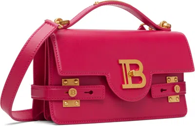 Balmain Pink Smooth Leather B-buzz 24 Bag In Red