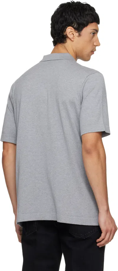 Balmain Embroidered Cotton Polo In Gray