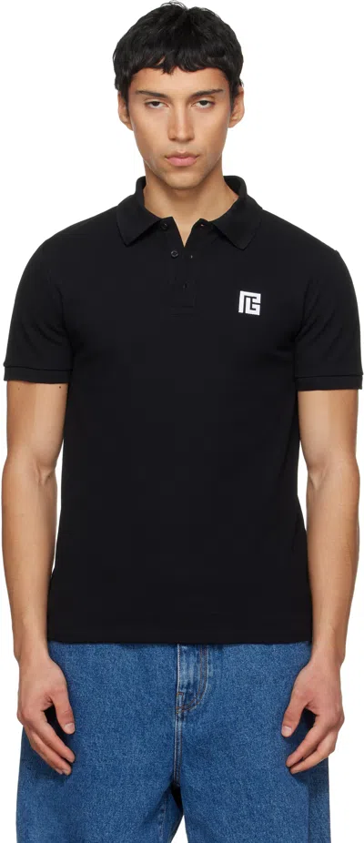 Balmain Short-sleeve Polo Shirt In Black