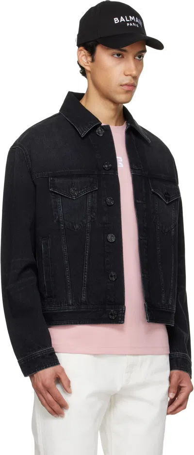 Balmain Long Sleeve Silk Nylon Jacket Front Pockets In Black
