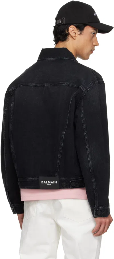 Balmain Long Sleeve Silk Nylon Jacket Front Pockets In Black