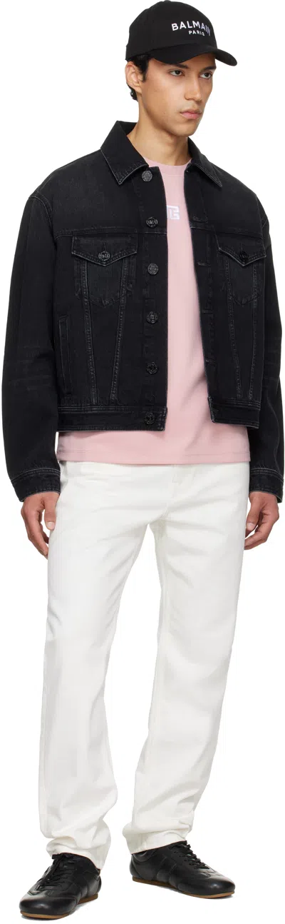 Balmain Long Sleeve Silk Nylon Jacket Front Pockets In Black