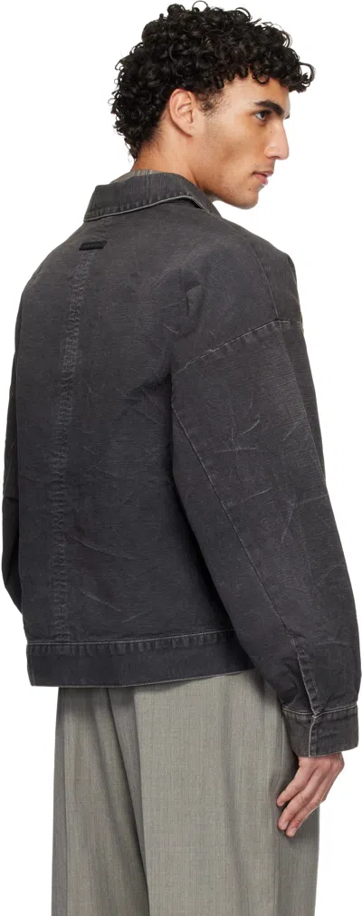 Fear Of God Mens Washed Black Utility Cropped Denim Jacket In Brown