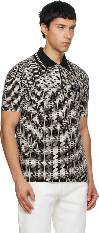 Balmain Men Labyrinth Polo Shirt With Jacquard Effect