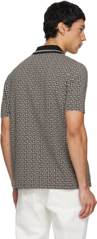 Balmain Men Labyrinth Polo Shirt With Jacquard Effect