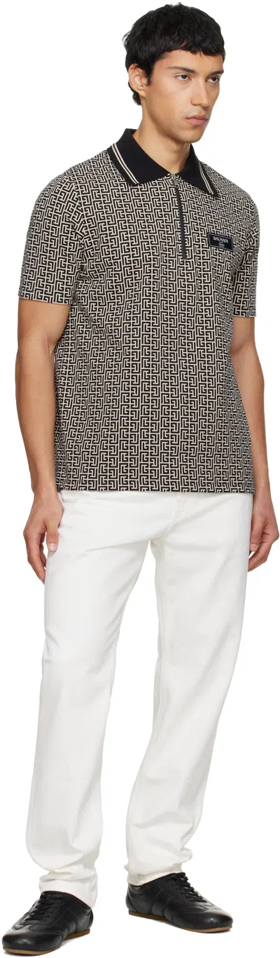 Balmain Men Labyrinth Polo Shirt With Jacquard Effect