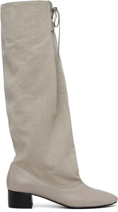 Paloma Wool Beige Victoria Canvas Tall Boots In Animal Print