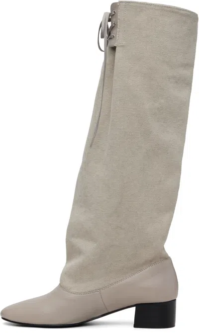 Paloma Wool Beige Victoria Canvas Tall Boots In Animal Print