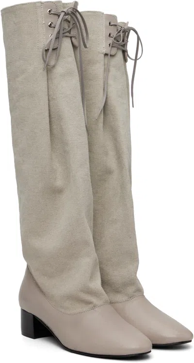 Paloma Wool Beige Victoria Canvas Tall Boots In Animal Print