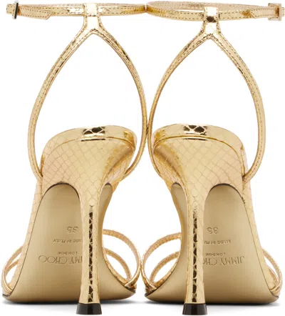 Jimmy Choo Gold Leo 100 Candy Wrap Heeled Sandals In Animal Print