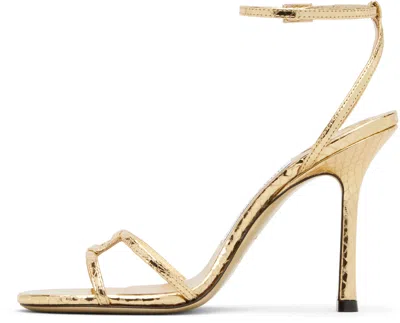 Jimmy Choo Gold Leo 100 Candy Wrap Heeled Sandals In Animal Print