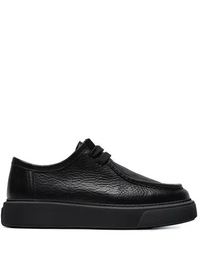 Referenc Round-toe Leather Lace-up Shoes In Black