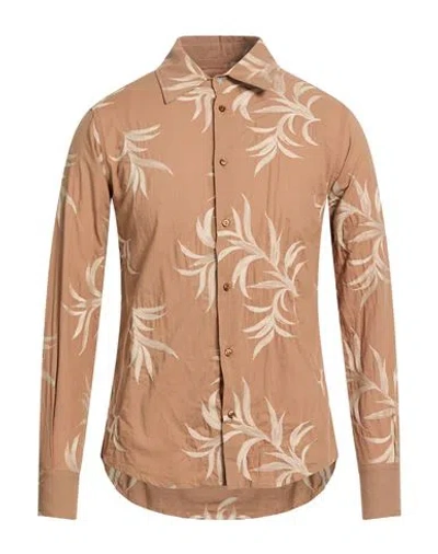 En Avance Man Shirt Camel Size Xl Cotton In Brown