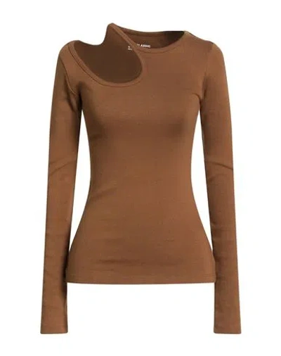 Low Classic Woman T-shirt Brown Size M Cotton, Polyurethane In Brown