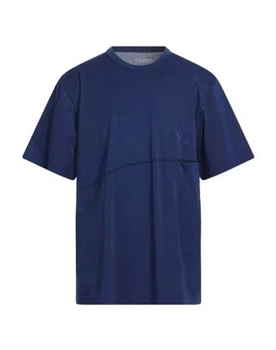Y-3 Man T-shirt Navy Size M Cotton, Recycled Polyester In Blue