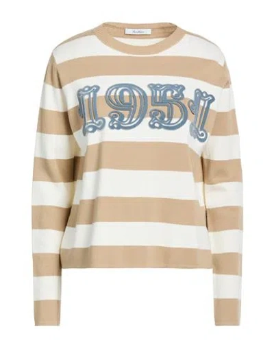 Max Mara Woman Sweater Sand Size M Virgin Wool In Multi
