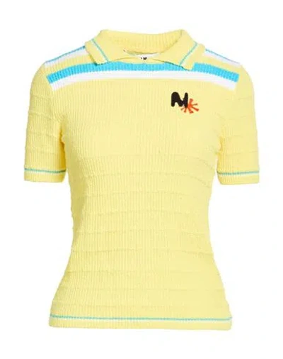 Msgm Woman Sweater Yellow Size Xl Cotton, Polyamide In Yellow