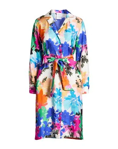 Sara Roka Woman Midi Dress Bright Blue Size 6 Silk In Multi